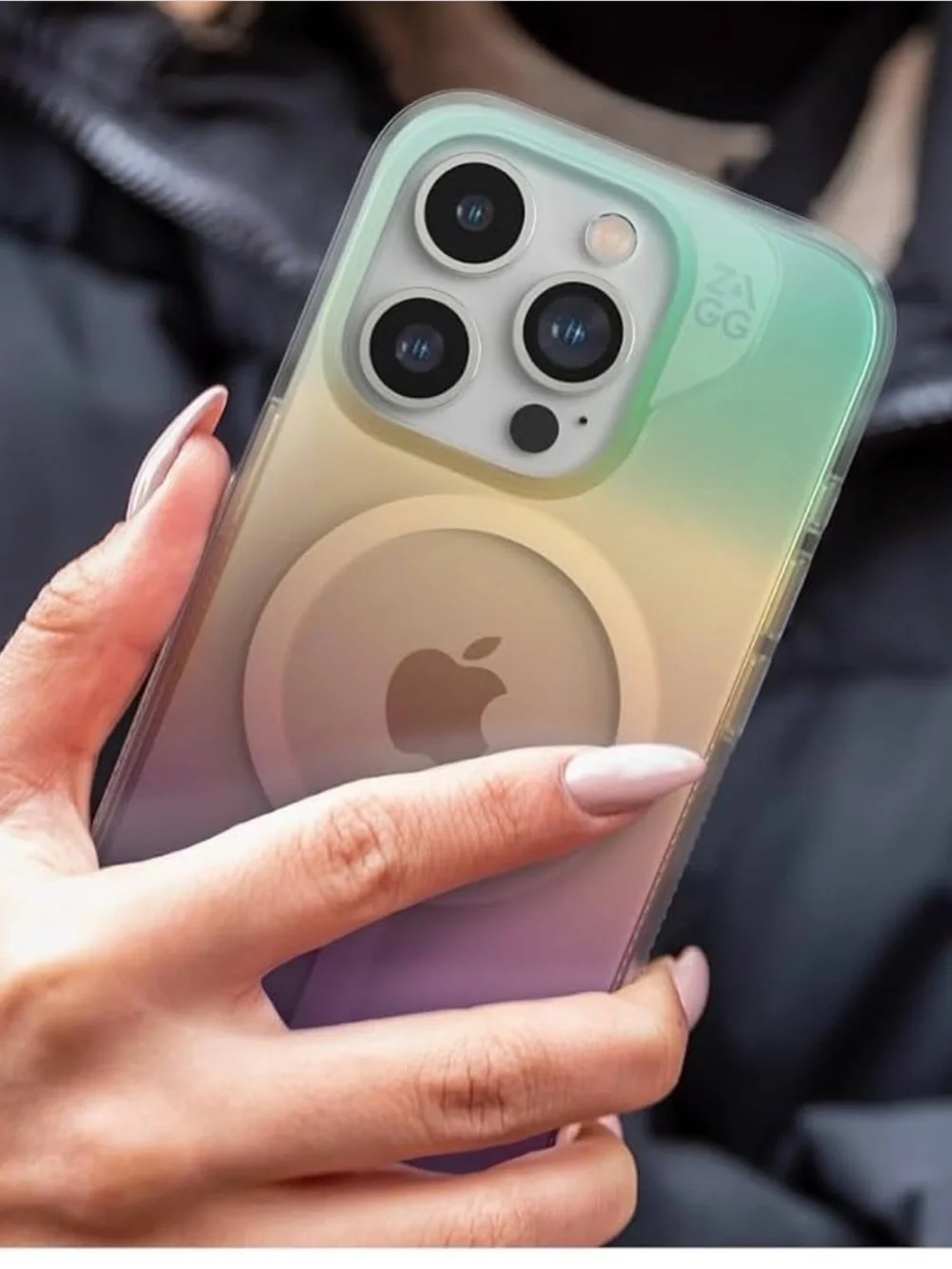 iPhone 15 pro MagSafe-Compatible Gradient Phone Case — Green & Purple